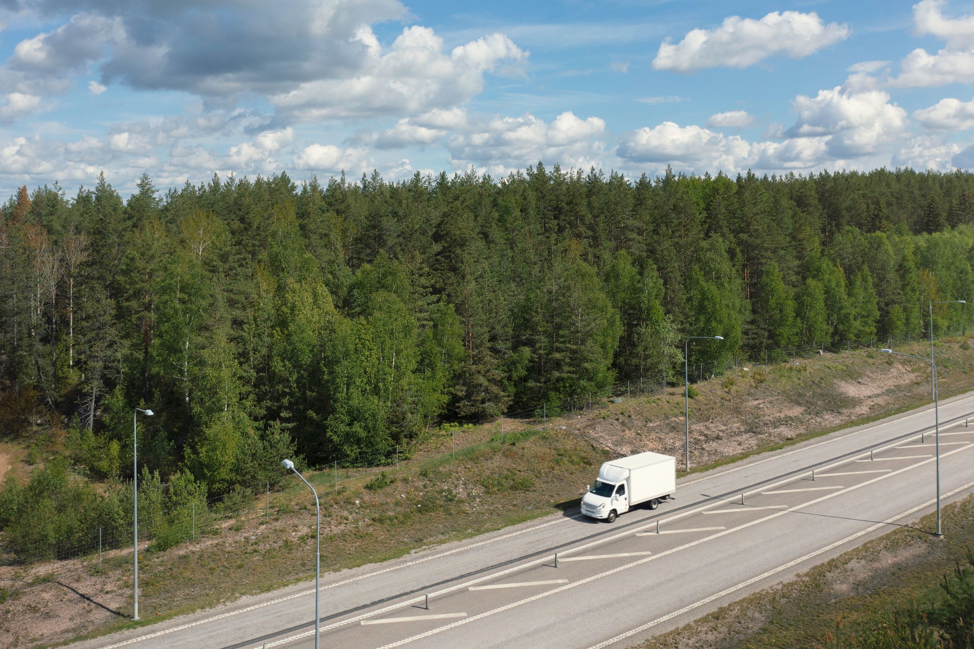 Delivery truck outside the city